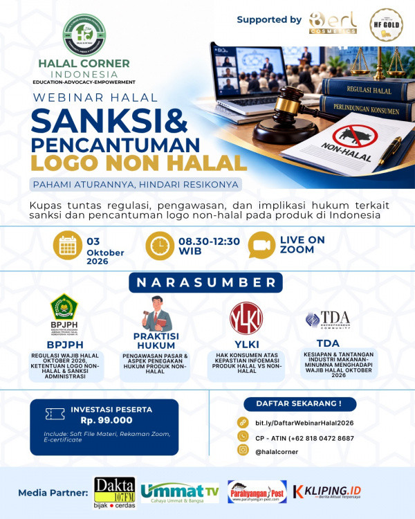 Info) Webinar Sanksi dan Pencatuman Logo Non Halal Sudah Siap ?