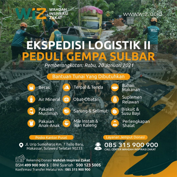 WIZ Lakukan Ekspedisi Logistik Tahap 2 Peduli Gempa Sulbar⁣  ⁣