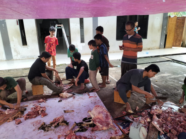 Santri Pondok Tahfidz Wahdah Islamiyah  Cibinong Ikut Berqurban Sapi