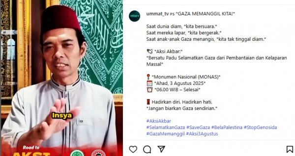 Seruan Kemanusiaan dari UAS: Tunjukkan Kepedulian, Hadiri Aksi Bela Gaz