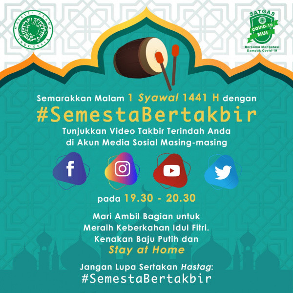 MUI Ajak Umat Bertakbir Live di Medsos dengan Tagar #SemestaBertakbir