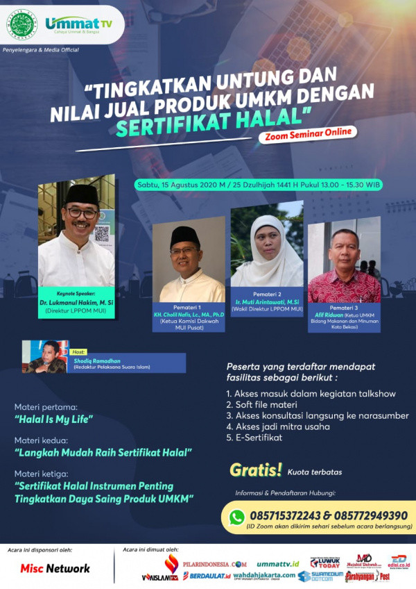 Ikuti Gratis, Webinar UMKM dan Sertifikat Halal