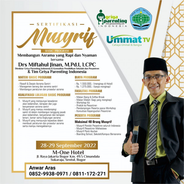 (Info) SERTIFIKASI MUSYRIF PESANTREN  BASIC PROGRAM