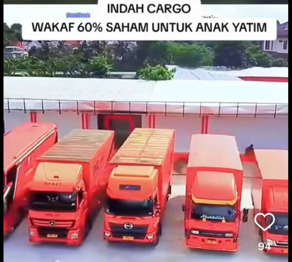 Indah Cargo Logistik 60% Saham  Perusahaan Milik Anak Yatim